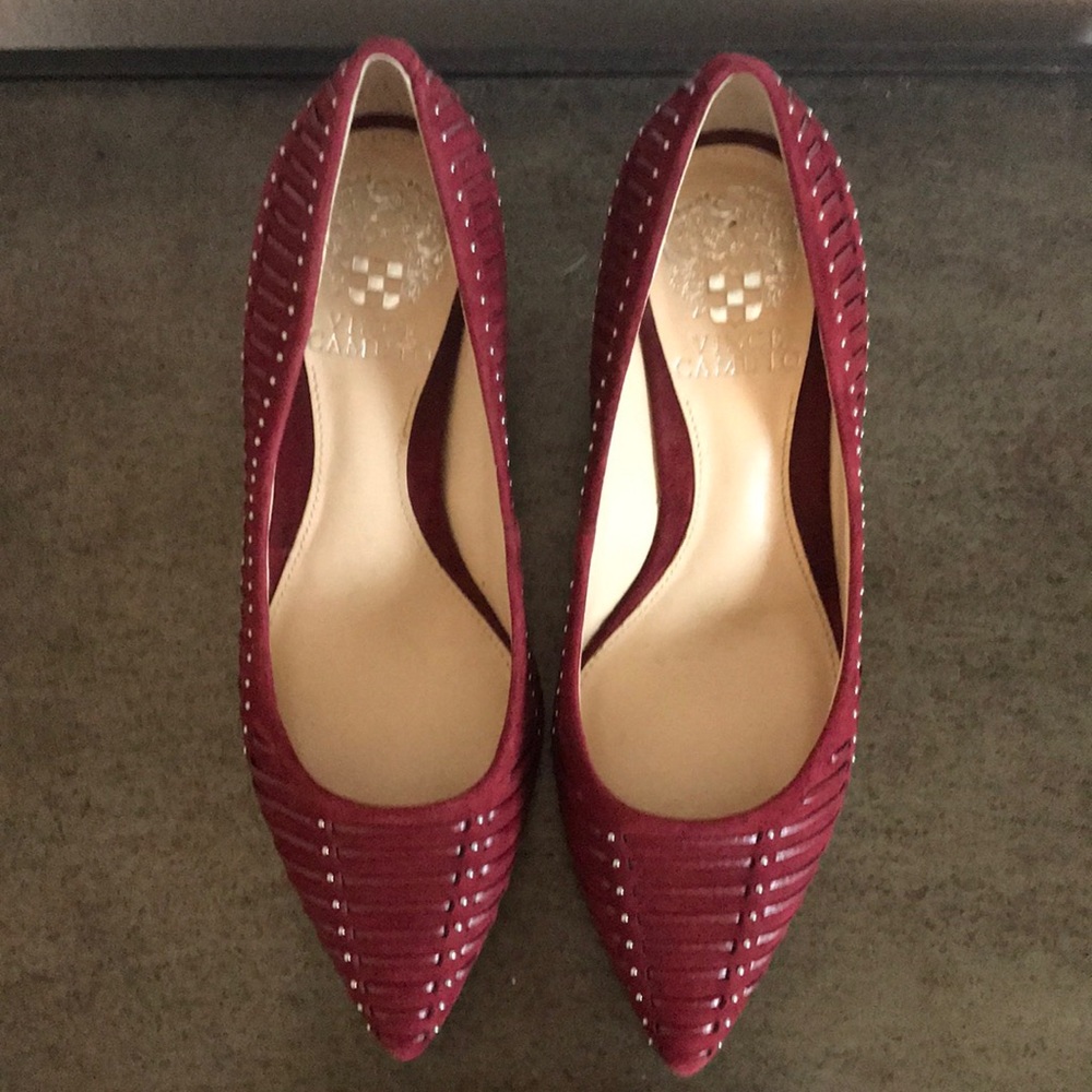 Vince Camuto red suede shoes